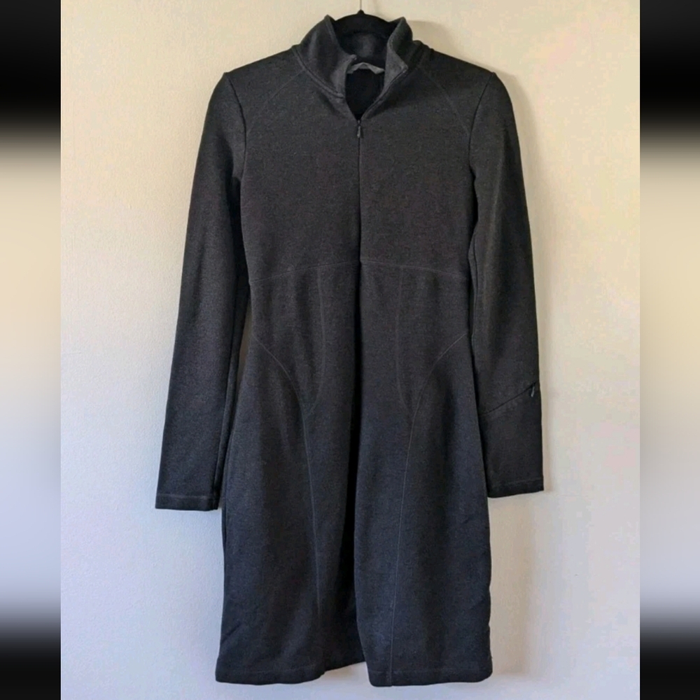 Athleta Cassidy Gray Ponte 1/2 Zip Long Sleeve Knit Dress Womens Small Tall